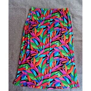 Skirt New 2X New Choices Women Below Knee multicolor Side Slit Elastic Waist